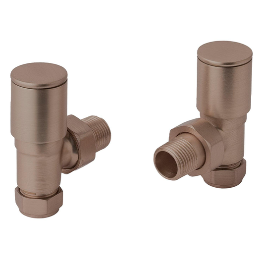 JTP Manual Angled Radiator Valves Pair - Brushed Bronze