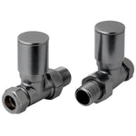 JTP Manual Straight Radiator Valves Pair - Brushed Black - Envy Bathrooms Ltd