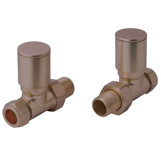 JTP Manual Straight Radiator Valves Pair - Brushed Bronze - 21RVSBRZ - Envy Bathrooms Ltd