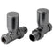 JTP Manual Straight Radiator Valves Pair |  Brushed Black | 27RVSBBL