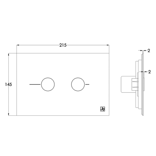 JTP Metal Pneumatic Dual Flush Plate 215mm Wide - Brushed Black - Envy Bathrooms Ltd