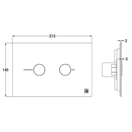 JTP Metal Pneumatic Dual Flush Plate 215mm Wide - Brushed Brass - Envy Bathrooms Ltd