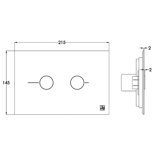 JTP Metal Pneumatic Dual Flush Plate - Matt Black - Envy Bathrooms Ltd