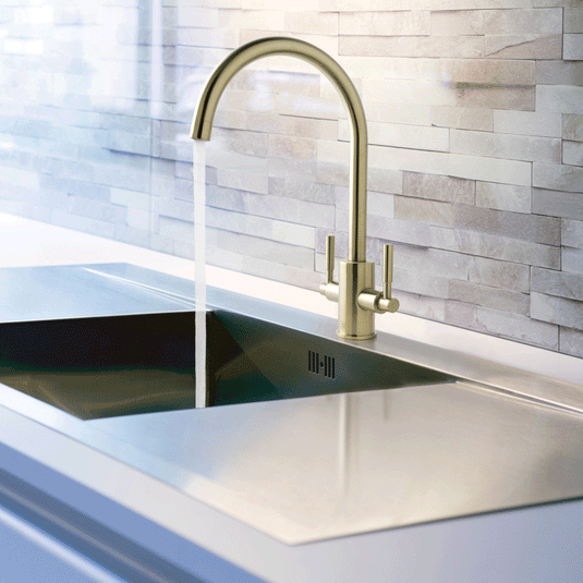 JTP Newbury Deck Mounted Swivel Spout Kitchen Sink Mixer Tap - Brushed Brass - Envy Bathrooms Ltd