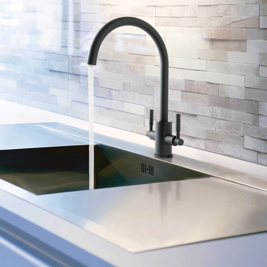 JTP Newbury Deck Mounted Swivel Spout Kitchen Sink Mixer Tap - Matt Black - Envy Bathrooms Ltd