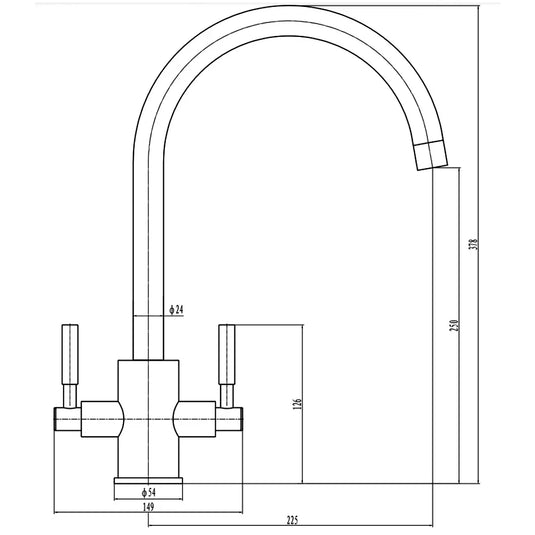 JTP Newbury Deck Mounted Swivel Spout Kitchen Sink Mixer Tap - Matt Black - Envy Bathrooms Ltd