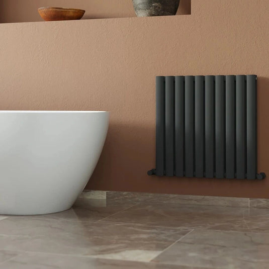 JTP Primo Anthracite 600mm x 600mm Oval Panel Horizontal Designer Radiator | PR660AN - Envy Bathrooms Ltd