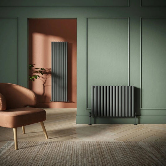 JTP Primo Anthracite 600mm x 840mm Oval Panel Radiator | PR684AN - Envy Bathrooms Ltd