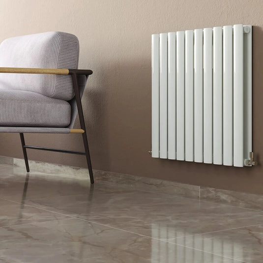 JTP Primo White 600mm x 600mm Oval Panel Horizontal Designer Radiator | PR660W - Envy Bathrooms Ltd