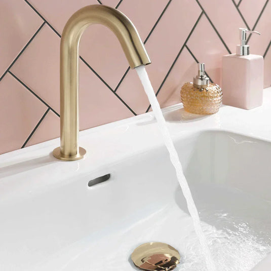 JTP React Sensor Deck Mounted Mains and Battery Operated Infra-Red Tap - Brushed Brass - Envy Bathrooms Ltd