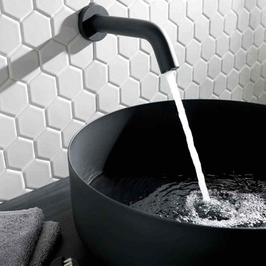 JTP React Sensor Wall Mounted Mains and Battery Operated Infra-Red Tap - Matt Black - Envy Bathrooms Ltd