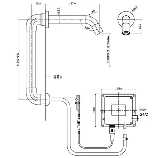JTP React Sensor Wall Mounted Mains and Battery Operated Infra-Red Tap - Stainless Steel - Envy Bathrooms Ltd