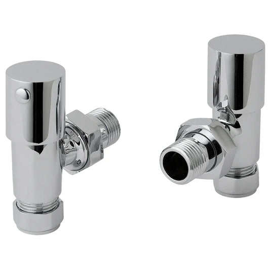 JTP Round Manual Angled Radiator Valves 15mm Pair - Chrome - Envy Bathrooms Ltd