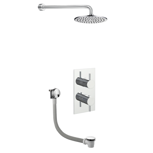 JTP Round Thermostat With Overhead Shower & Bath Filler - Chrome - COM046 - Envy Bathrooms Ltd