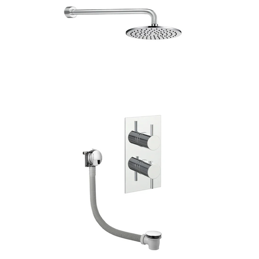 JTP Round Thermostat With Overhead Shower & Bath Filler - Chrome - COM046 - Envy Bathrooms Ltd