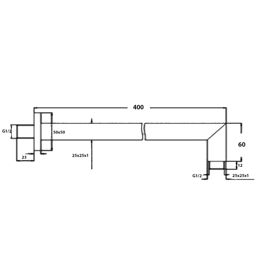 JTP Sam Square Wall Mounted Shower Arm 400mm - Chrome - Envy Bathrooms Ltd