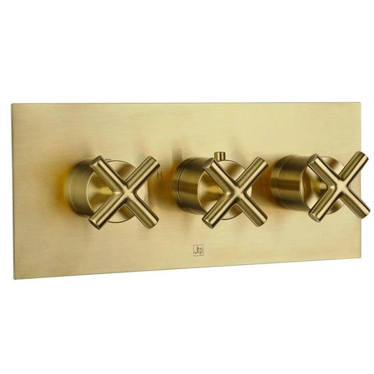 JTP Solex 3-Outlet Thermostatic Concealed Shower Valve - Brushed Brass - Envy Bathrooms Ltd