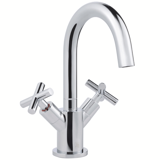 JTP Solex Mono Deck Mounted Basin Mixer Tap with Swivel Spout and Pop-Up Waste - Chrome - Envy Bathrooms Ltd