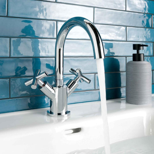 JTP Solex Mono Deck Mounted Basin Mixer Tap with Swivel Spout and Pop-Up Waste - Chrome - Envy Bathrooms Ltd