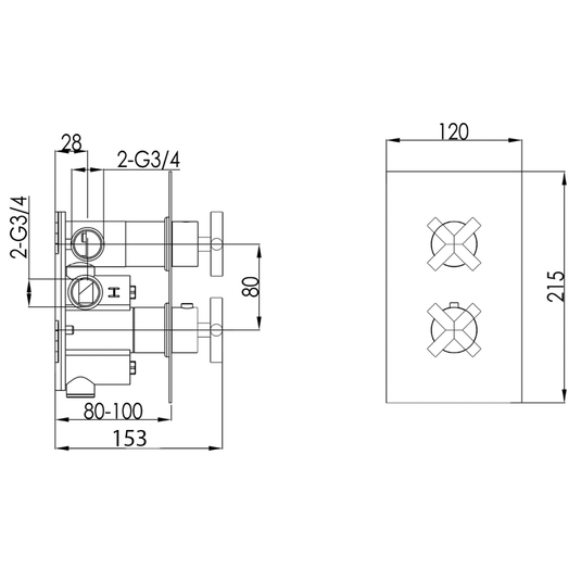 JTP Solex Thermostatic Concealed 3 Outlets Shower Valve - Chrome - Envy Bathrooms Ltd