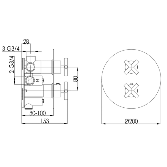 JTP Solex Thermostatic Concealed Shower Valve Dual Handle - Chrome - Envy Bathrooms Ltd