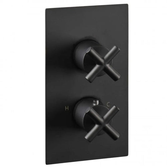 JTP Solex Vertical Concealed 1-Outlet Shower Valve - Dual Handle - Matt Black - Envy Bathrooms Ltd