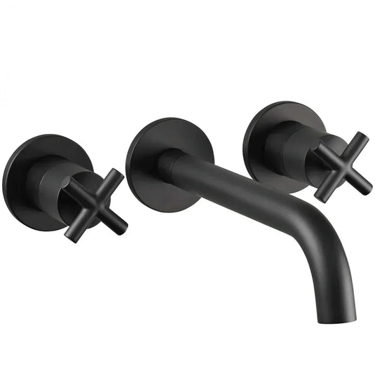 JTP Solex Wall Mounted Basin Mixer Tap - 3 Tap Hole - Matt Black - Envy Bathrooms Ltd