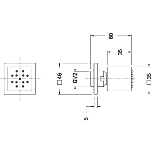 JTP Square Body Jet for Mixer Shower Single - Chrome - Envy Bathrooms Ltd