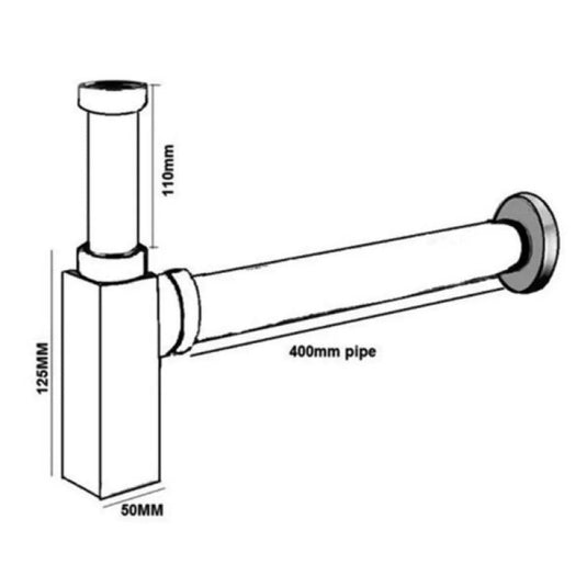 JTP Square Bottle Trap 300mm Extension Pipe - Chrome - Envy Bathrooms Ltd