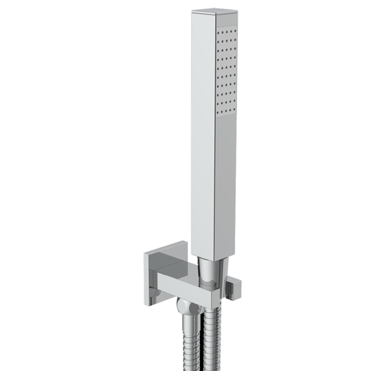 JTP Square Shower Handset and Holder Metal Hose - Chrome - Envy Bathrooms Ltd