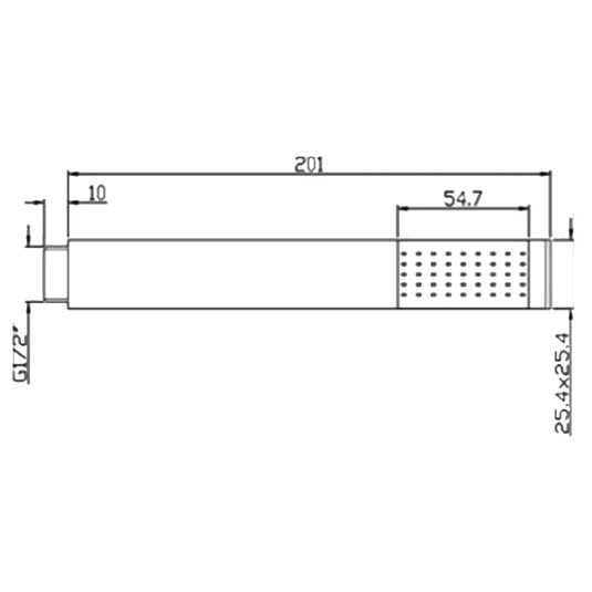 JTP Square Slim Shower Handset Single Function - Chrome - Envy Bathrooms Ltd