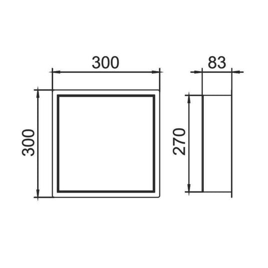 JTP Square Wall Mounted Shower Niche 300mm Wide - Stainless Steel - Envy Bathrooms Ltd