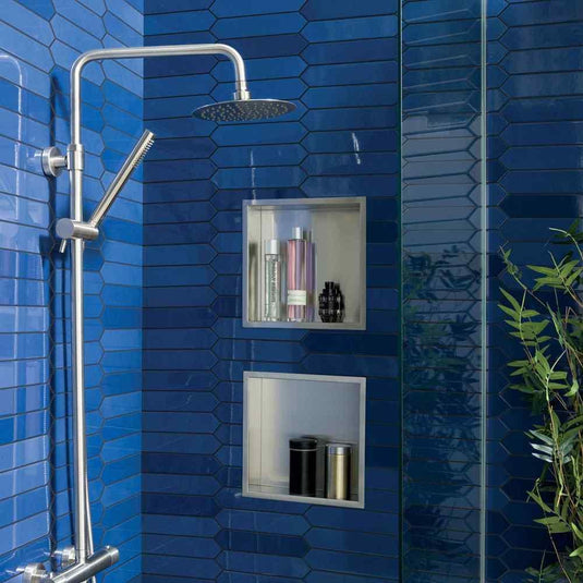 JTP Square Wall Mounted Shower Niche 300mm Wide - Stainless Steel - Envy Bathrooms Ltd
