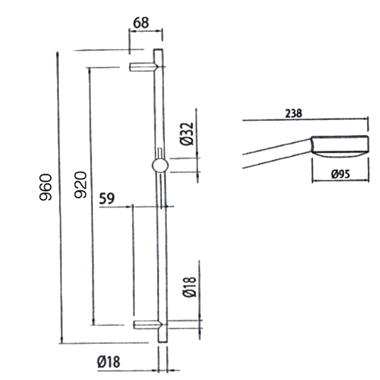 JTP Techno Multi Function Slide Rail Kit with Round Shower Handset - Chrome - Envy Bathrooms Ltd