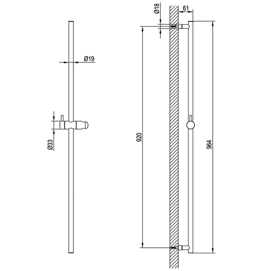 JTP Techno Shower Slider Rail - Chrome - Envy Bathrooms Ltd