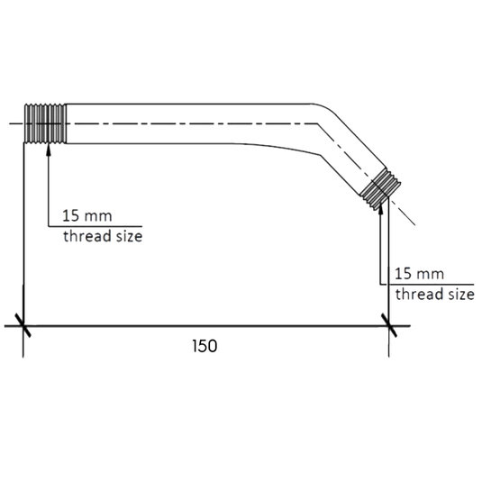 JTP Techno Wall Mounted Shower Arm - 150mm Length - Chrome - Envy Bathrooms Ltd