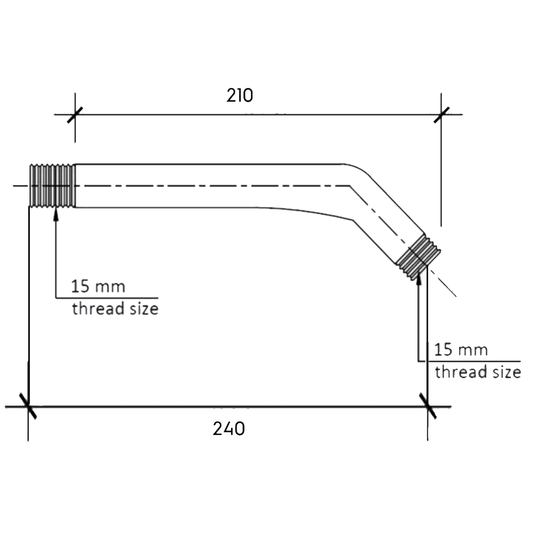 JTP Techno Wall Mounted Shower Arm 240mm Length - Chrome - Envy Bathrooms Ltd