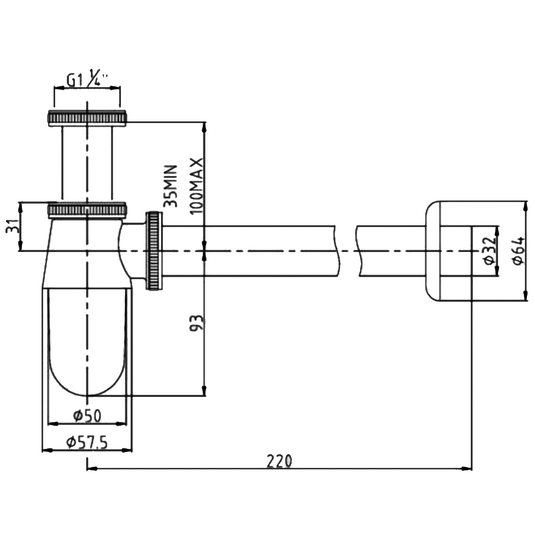 JTP Traditional Bottle Trap 300mm Extension Pipe - Chrome - Envy Bathrooms Ltd