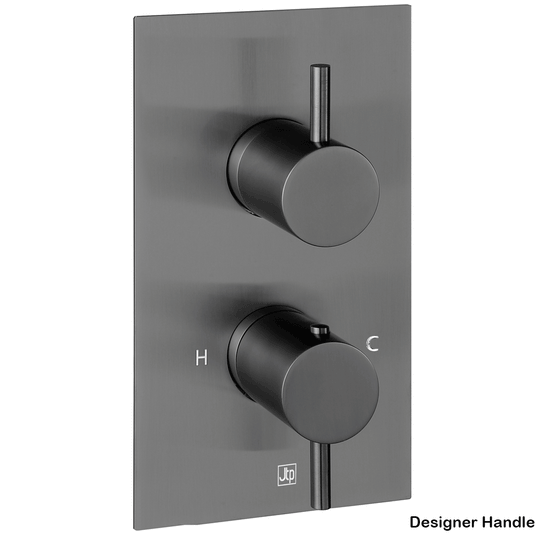 JTP Vos 1-Outlet Dual Designer Handle Thermostatic Concealed Shower Valve - Brushed Black - Envy Bathrooms Ltd