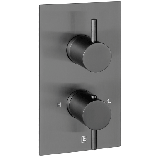 JTP Vos 1-Outlet Dual Handle Thermostatic Concealed Shower Valve - Brushed Black - Envy Bathrooms Ltd