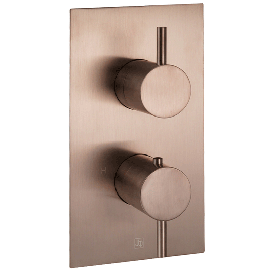 JTP Vos 1-Outlet Dual Handle Thermostatic Concealed Shower Valve - Brushed Bronze - Envy Bathrooms Ltd