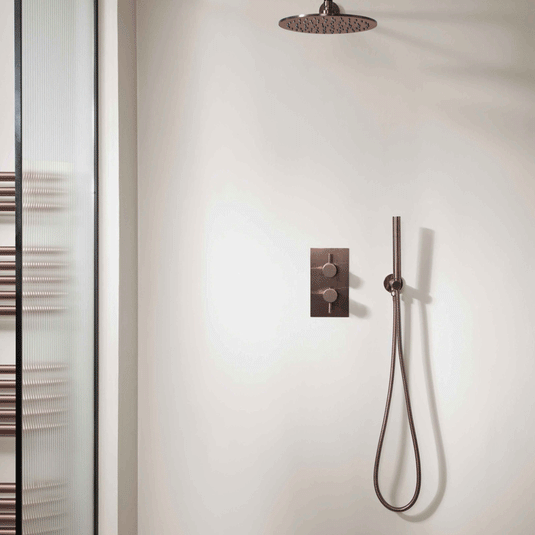 JTP Vos 1-Outlet Dual Handle Thermostatic Concealed Shower Valve - Brushed Bronze - Envy Bathrooms Ltd