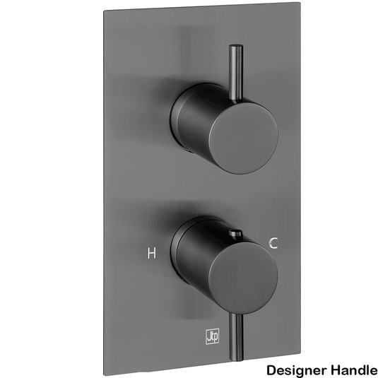 JTP Vos 2-Outlet Dual Designer Handle Thermostatic Concealed Shower Valve - Brushed Black - Envy Bathrooms Ltd