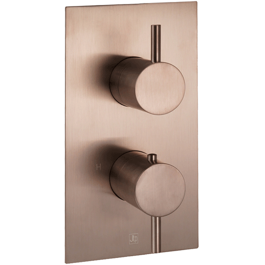 JTP Vos 2-Outlet Dual Handle Thermostatic Concealed Shower Valve - Brushed Bronze - Envy Bathrooms Ltd