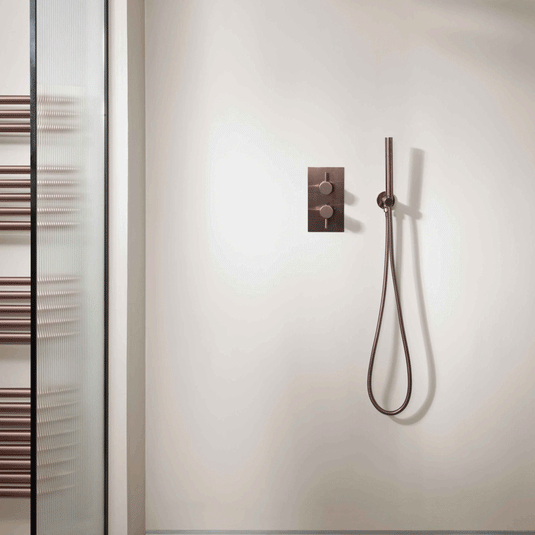 JTP Vos 2-Outlet Dual Handle Thermostatic Concealed Shower Valve - Brushed Bronze - Envy Bathrooms Ltd