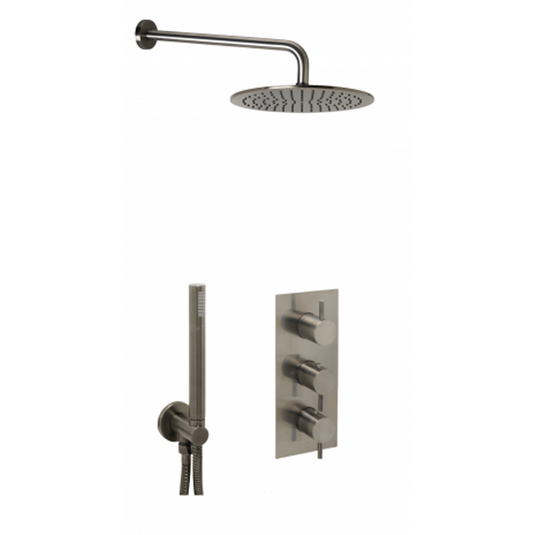 JTP Vos 2 Outlet Shower Valve Combination Set - Brushed Black - COM079 - Envy Bathrooms Ltd