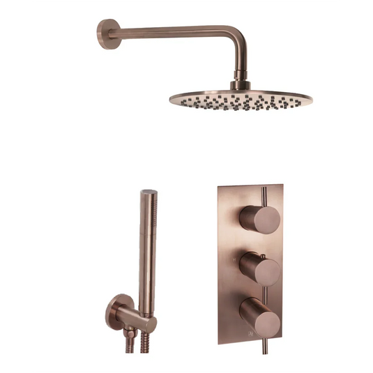 JTP Vos 2 Outlet Shower Valve Combination Set - Brushed Bronze - COM091 - Envy Bathrooms Ltd