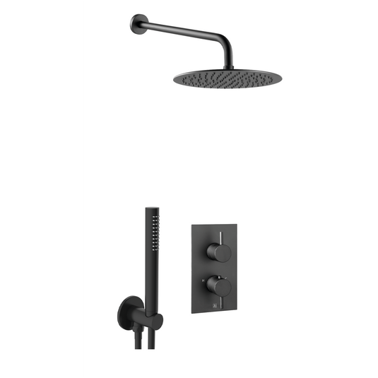 JTP Vos 2 Outlet Shower Valve Combination Set - Matt Black - COM074 - Envy Bathrooms Ltd