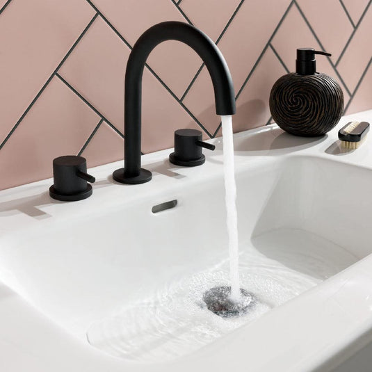 JTP Vos 3-Hole Deck Mounted Basin Mixer Tap - Matt Black - Envy Bathrooms Ltd