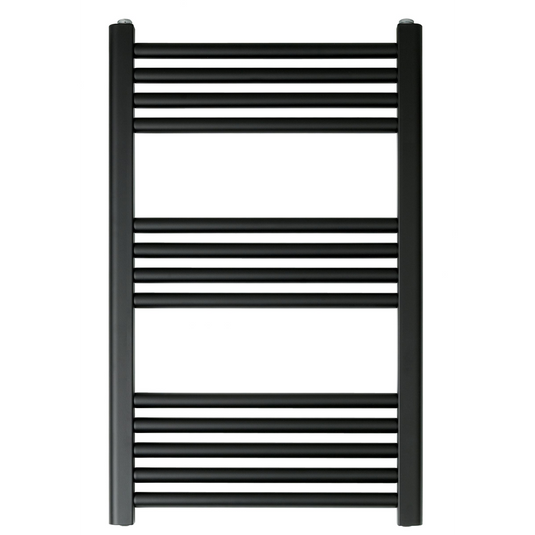 JTP Vos 800mm x 500mm Straight Heated Towel Rail - Matt Black - VOS800MB - Envy Bathrooms Ltd